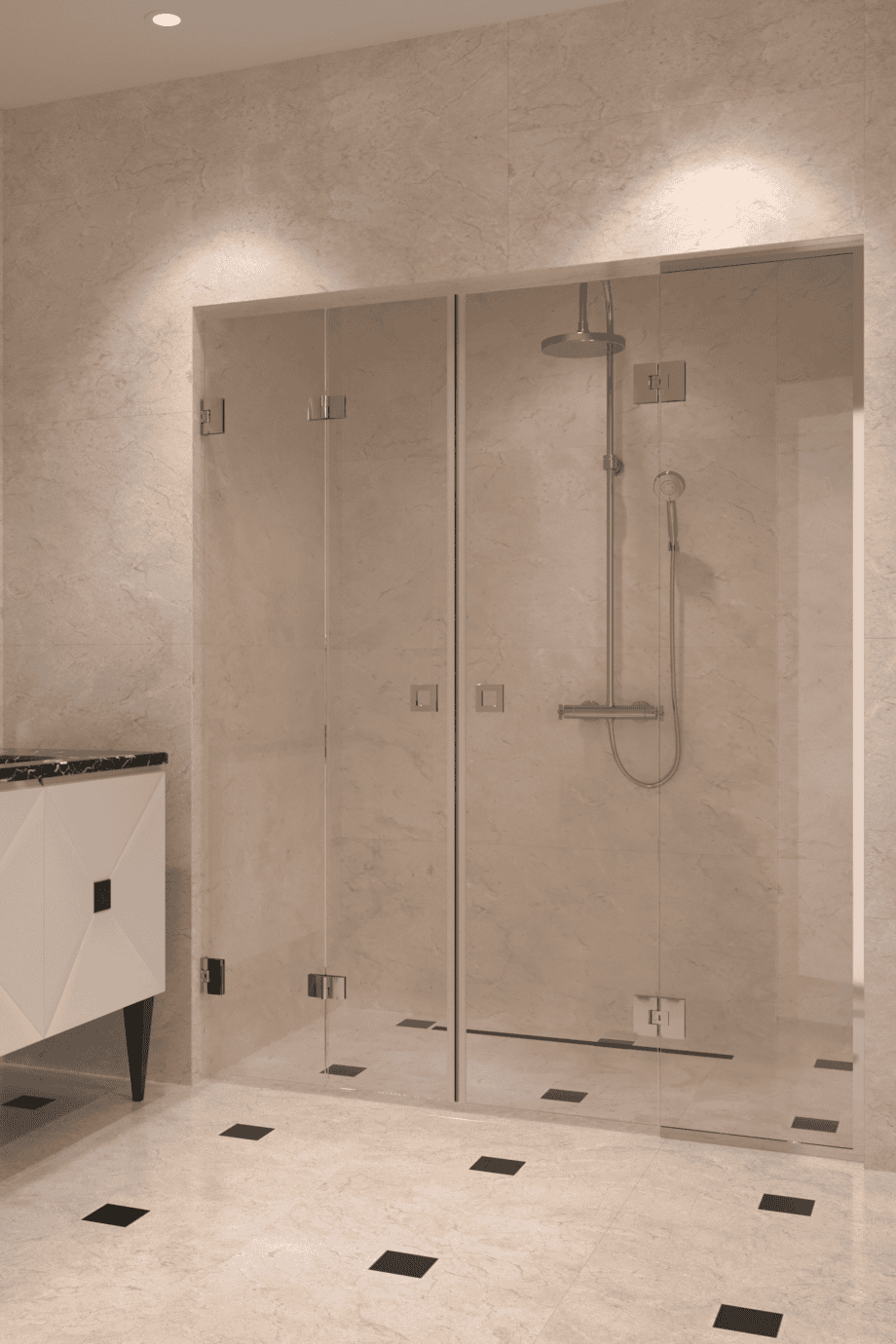 Alcove shower screen Hietakari Vetro 553, chrome fittings, clear glass Alcove shower screen Hietakari Vetro 553, chrome fittings, clear glass