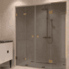 Alcove shower screen Hietakari Vetro 553, brass fittings, grey tinted glass Alcove shower screen Hietakari Vetro 553, brass fittings, grey tinted glass