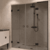 Alcove shower screen Hietakari Vetro 553, black fittings, grey tinted glass Alcove shower screen Hietakari Vetro 553, black fittings, grey tinted glass