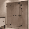 Alcove shower screen Hietakari Vetro 553, black fittings, bronze tinted glass Alcove shower screen Hietakari Vetro 553, black fittings, bronze tinted glass