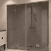 Alcove shower screen Hietakari Vetro 554, chrome fittings, grey tinted glass Alcove shower screen Hietakari Vetro 554, chrome fittings, grey tinted glass
