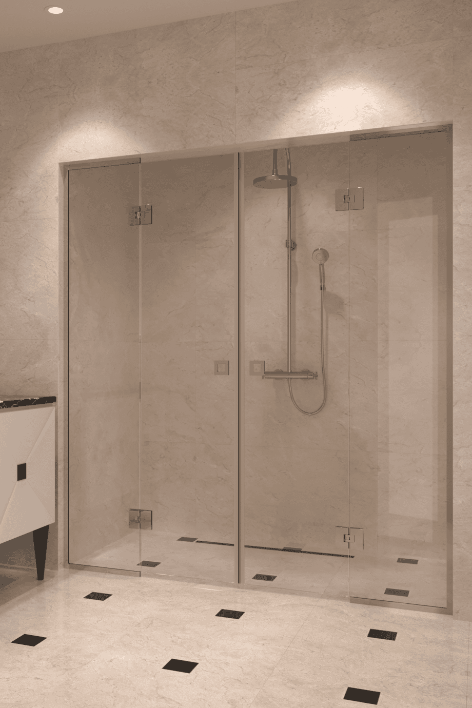 Alcove shower screen Hietakari Vetro 554, chrome fittings, clear glass Alcove shower screen Hietakari Vetro 554, chrome fittings, clear glass