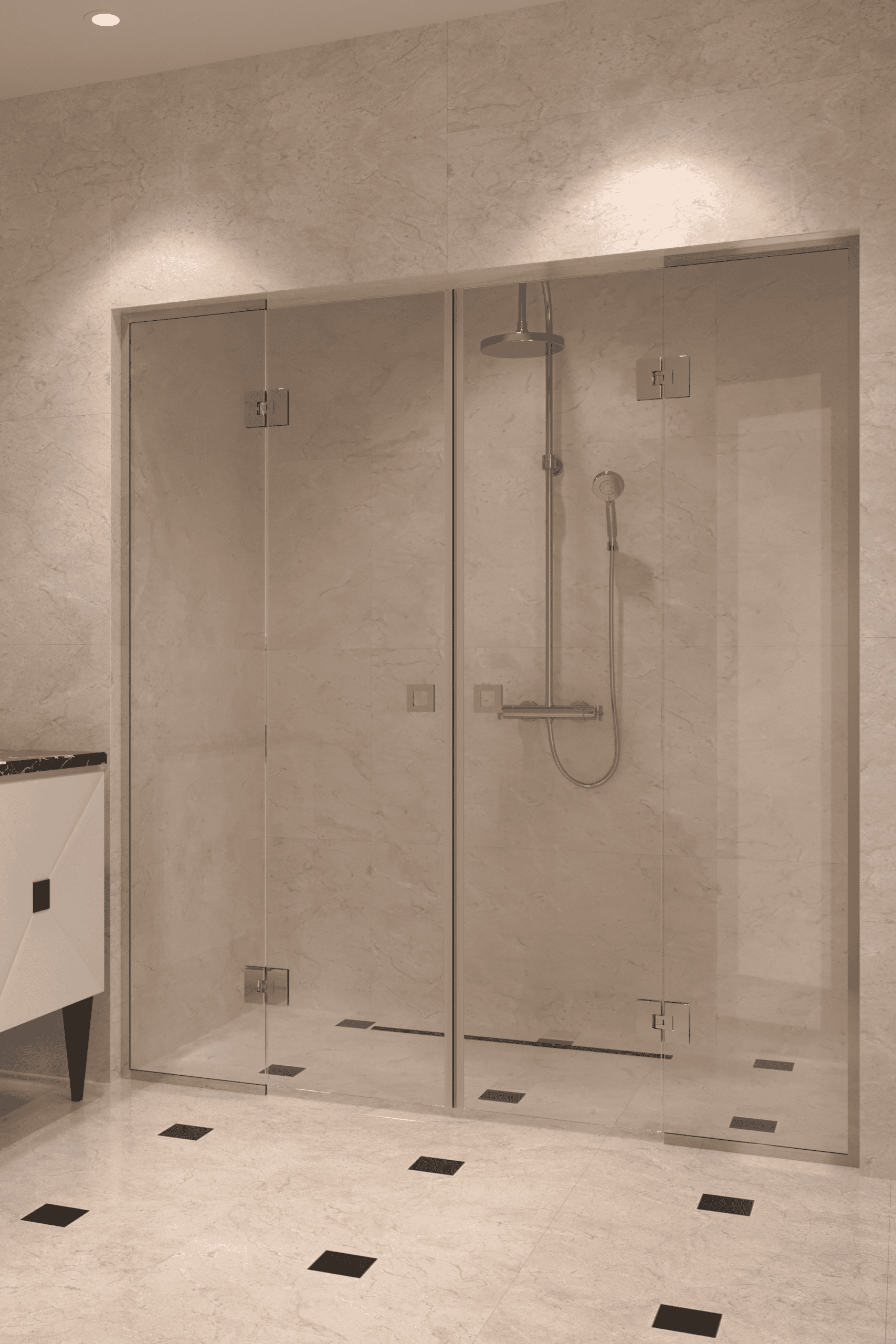 Alcove shower screen Hietakari Vetro 554, chrome fittings, clear glass Alcove shower screen Hietakari Vetro 554, chrome fittings, clear glass