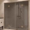 Alcove shower screen Hietakari Vetro 554, brass fittings, grey tinted glass Alcove shower screen Hietakari Vetro 554, brass fittings, grey tinted glass