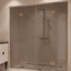 Alcove shower screen Hietakari Vetro 554, brass fittings, bronze tinted glass Alcove shower screen Hietakari Vetro 554, brass fittings, bronze tinted glass