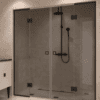 Alcove shower screen Hietakari Vetro 554, black fittings, grey tinted glass Alcove shower screen Hietakari Vetro 554, black fittings, grey tinted glass