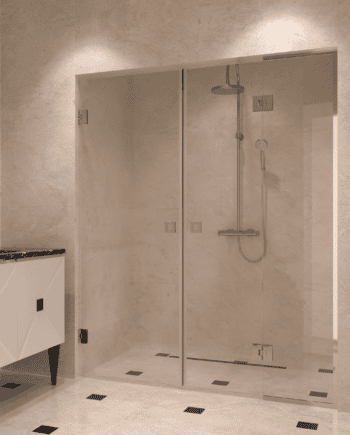 Alcove shower screen Hietakari Vetro 555, chrome fittings, clear glass
