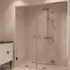 Alcove shower screen Hietakari Vetro 555, brass fittings, clear glass