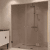 Alcove shower screen Hietakari Vetro 555, brass fittings, bronze tinted glass