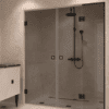 Alcove shower screen Hietakari Vetro 555, black fittings, grey tinted glass