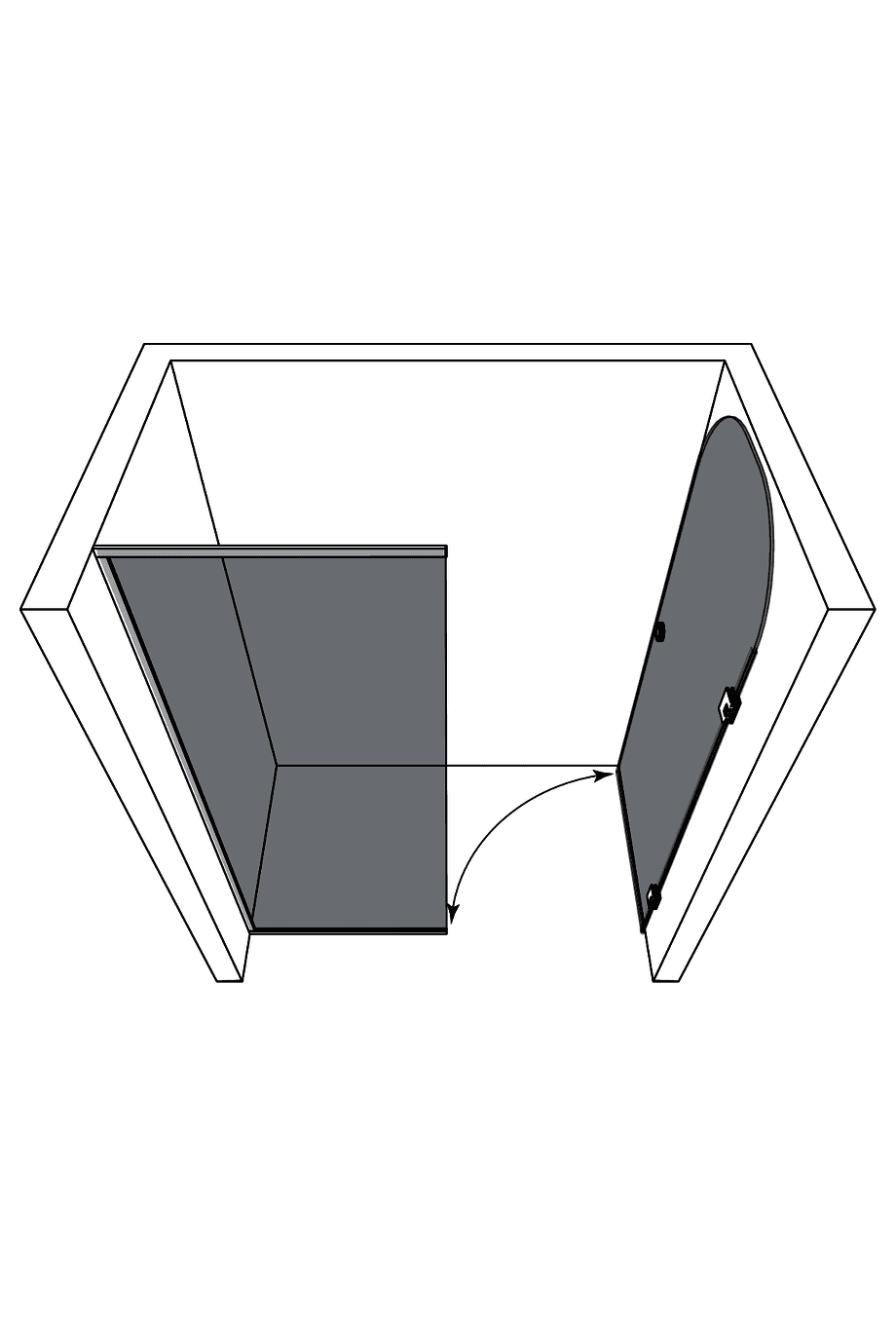 Alcove shower screen Hietakari Vetro 563 – 3D drawing Alcove shower screen Hietakari Vetro 563 – 3D drawing