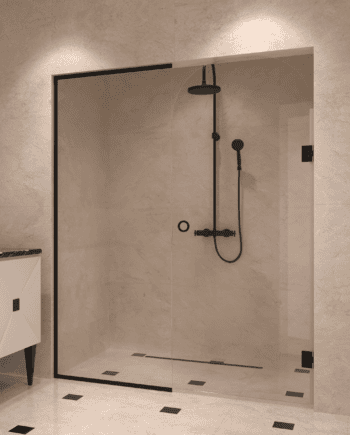Alcove shower screen Hietakari Vetro 563, chrome fittings, clear glass