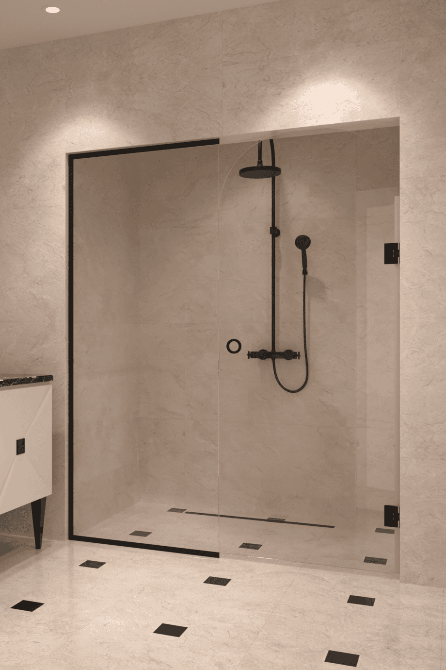 Alcove shower screen Hietakari Vetro 563, chrome fittings, clear glass Alcove shower screen Hietakari Vetro 563, chrome fittings, clear glass