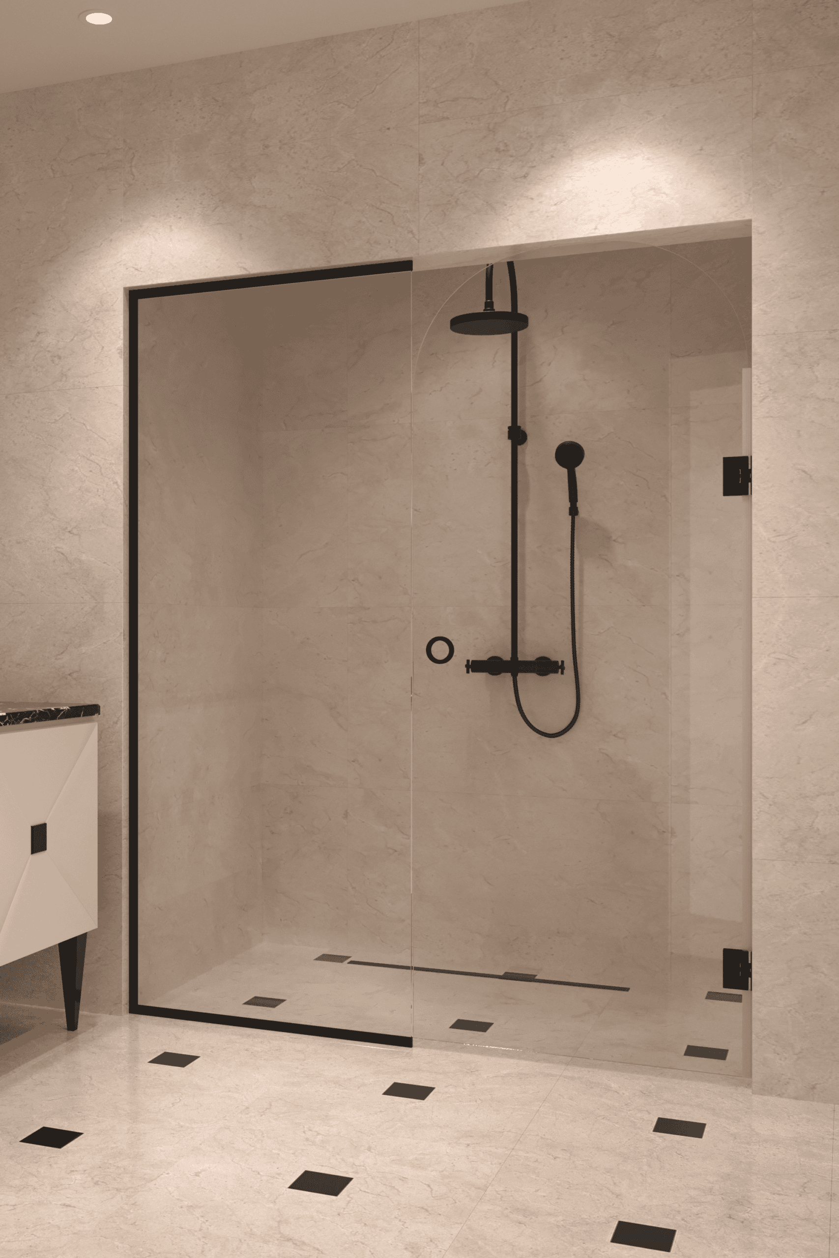 Alcove shower screen Hietakari Vetro 563, chrome fittings, clear glass Alcove shower screen Hietakari Vetro 563, chrome fittings, clear glass