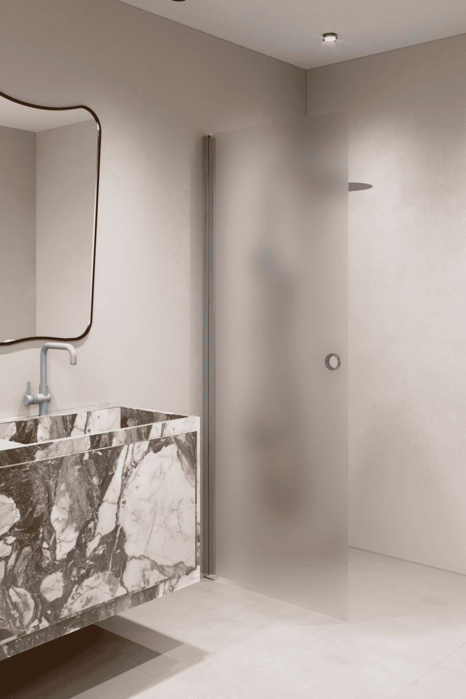 Hinged shower door Hietakari Forma 302, aluminium frame, super bright satin glass Hinged shower door Hietakari Forma 302, aluminium frame, super bright satin glass