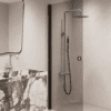 Hinged shower door Hietakari Forma 302, Cocoa frame, grey tinted glass Hinged shower door Hietakari Forma 302, Cocoa frame, grey tinted glass