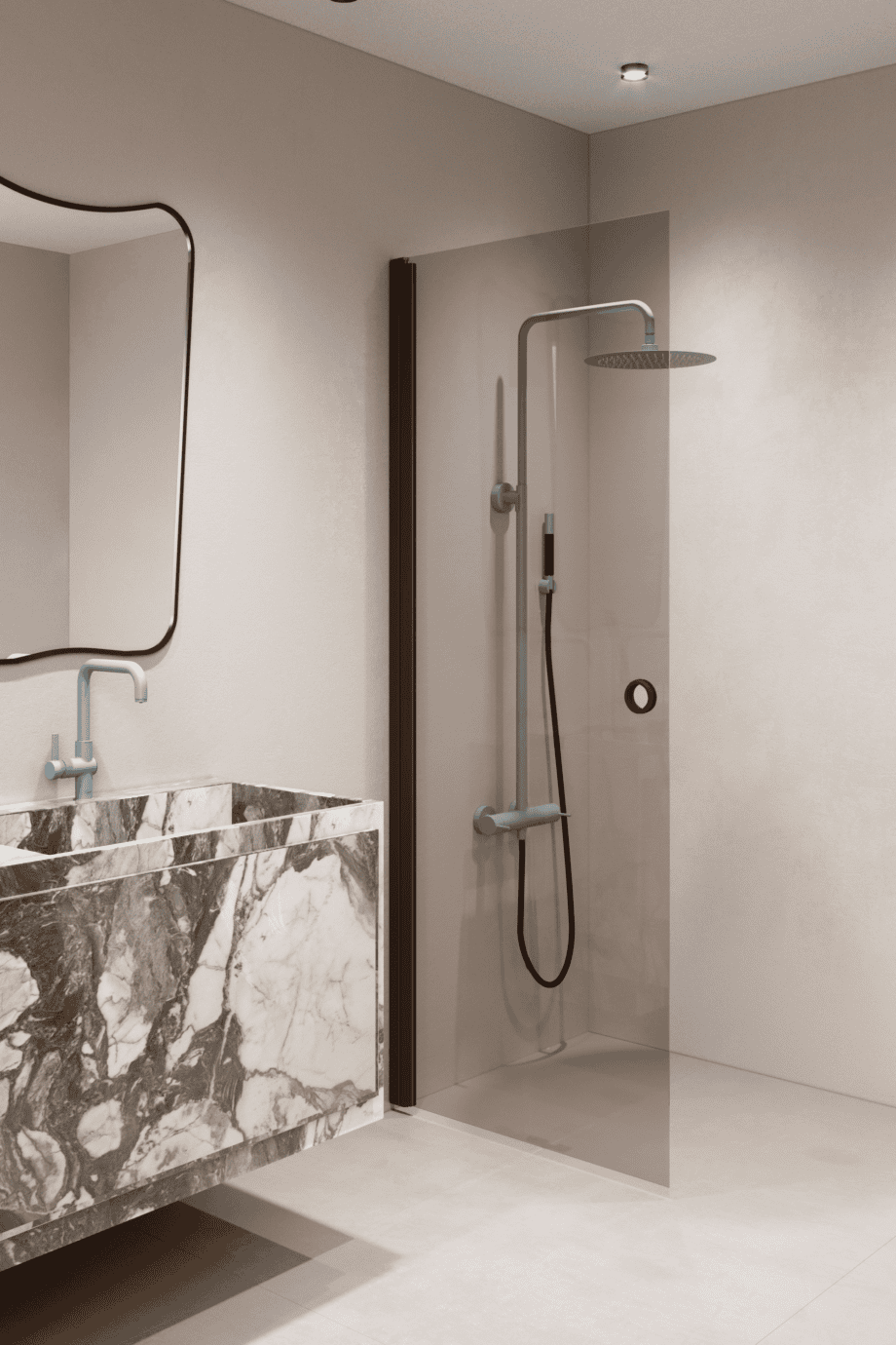 Hinged shower door Hietakari Forma 302, Cocoa frame, bronze tinted glass Hinged shower door Hietakari Forma 302, Cocoa frame, bronze tinted glass