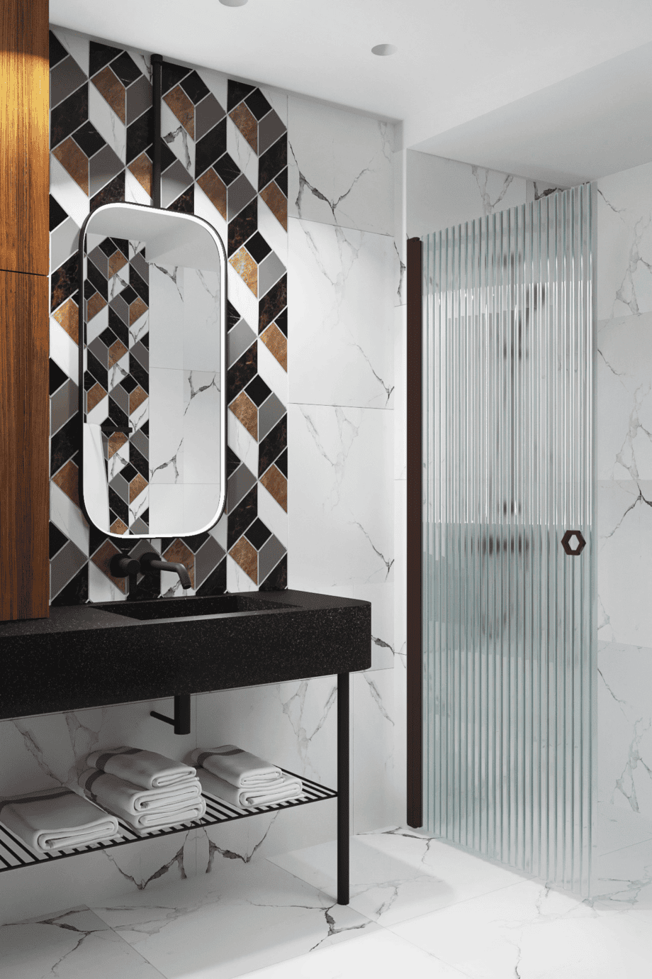 Hinged shower door Hietakari Forma 302, Cocoa frame, reeded glass Hinged shower door Hietakari Forma 302, Cocoa frame, reeded glass