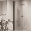 Hinged shower door Hietakari Forma 302, Cocoa frame, super bright satin glass Hinged shower door Hietakari Forma 302, Cocoa frame, super bright satin glass
