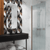 Hinged shower door Hietakari Forma 302, Mocha frame, reeded glass Hinged shower door Hietakari Forma 302, Mocha frame, reeded glass