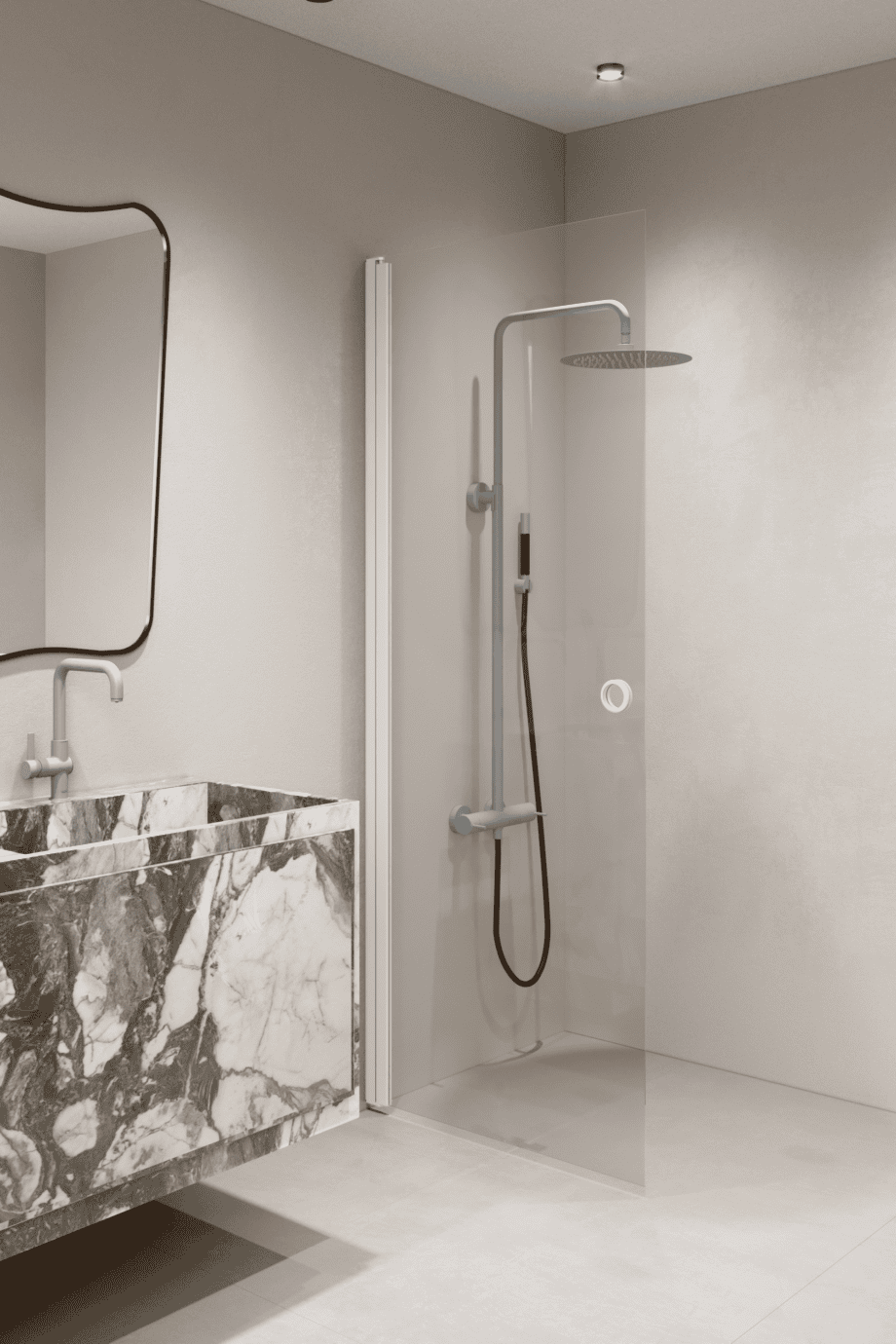 Hinged shower door Hietakari Forma 302, white frame, super bright glass Hinged shower door Hietakari Forma 302, white frame, super bright glass