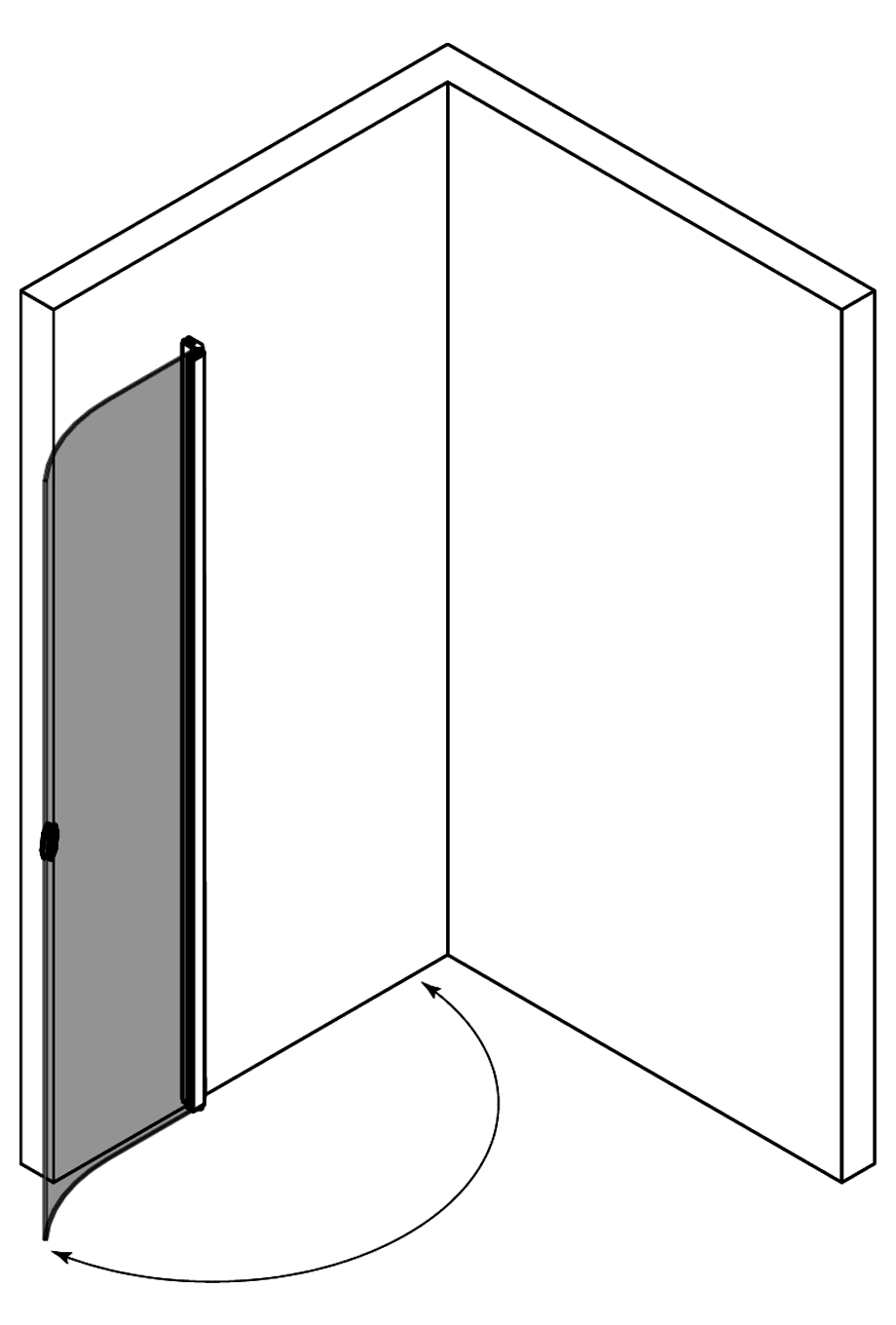 Curved hinged shower door Hietakari Forma 306 – 3