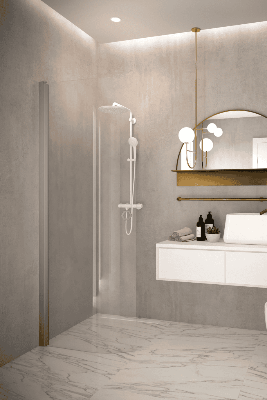 Curved hinged shower door Hietakari Forma 306, aluminium frame, clear glass Curved hinged shower door Hietakari Forma 306 – 4