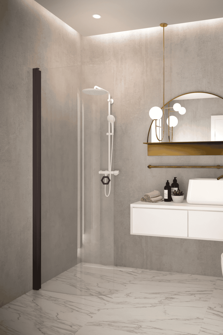 Curved hinged shower door Hietakari Forma 306, Cocoa frame, clear glass Curved hinged shower door Hietakari Forma 306 – 8