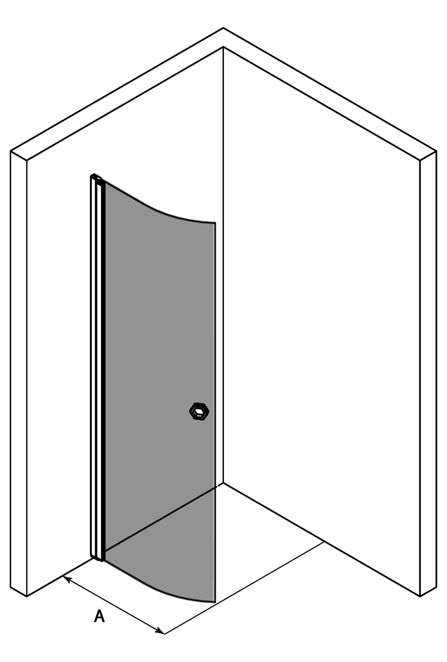 Curved hinged shower door Hietakari Forma 306 – 2