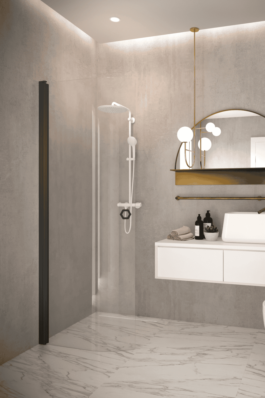 Curved hinged shower door Hietakari Forma 306, black frame, clear glass Curved hinged shower door Hietakari Forma 306 – 5