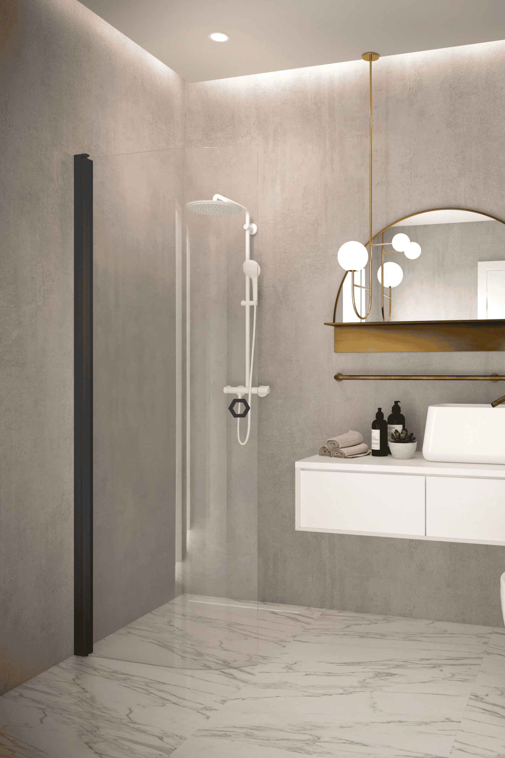 Curved hinged shower door Hietakari Forma 306 – 5