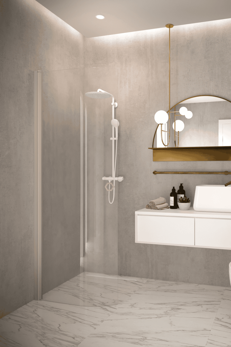 Curved hinged shower door Hietakari Forma 306, Sand frame, clear glass Curved hinged shower door Hietakari Forma 306 – 6
