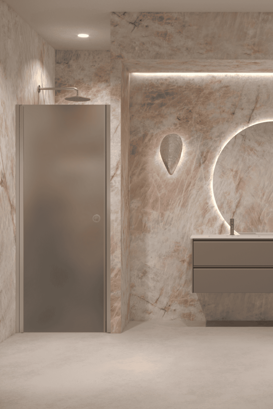 Hinged shower door with wall magnet Hietakari Forma 382, aluminium frame, grey satin glass Hinged shower door with wall magnet Hietakari Forma 382, aluminium frame, grey satin glass
