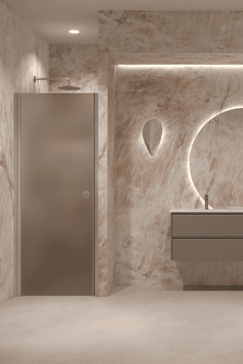 Hinged shower door with wall magnet Hietakari Forma 382, aluminium frame, brown satin glass Hinged shower door with wall magnet Hietakari Forma 382, aluminium frame, brown satin glass