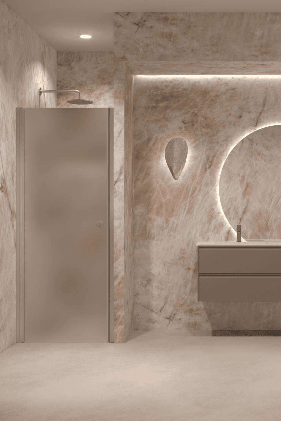 Hinged shower door with wall magnet Hietakari Forma 382, aluminium frame, satin frosted glass Hinged shower door with wall magnet Hietakari Forma 382, aluminium frame, satin frosted glass