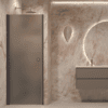 Hinged shower door with wall magnet Hietakari Forma 382, Cocoa frame, grey satin glass Hinged shower door with wall magnet Hietakari Forma 382, Cocoa frame, grey satin glass