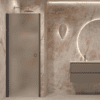 Hinged shower door with wall magnet Hietakari Forma 382, Cocoa frame, satin frosted glass Hinged shower door with wall magnet Hietakari Forma 382, Cocoa frame, satin frosted glass