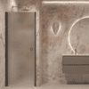 Hinged shower door with wall magnet Hietakari Forma 382, Cocoa frame, super bright satin glass Hinged shower door with wall magnet Hietakari Forma 382, Cocoa frame, super bright satin glass