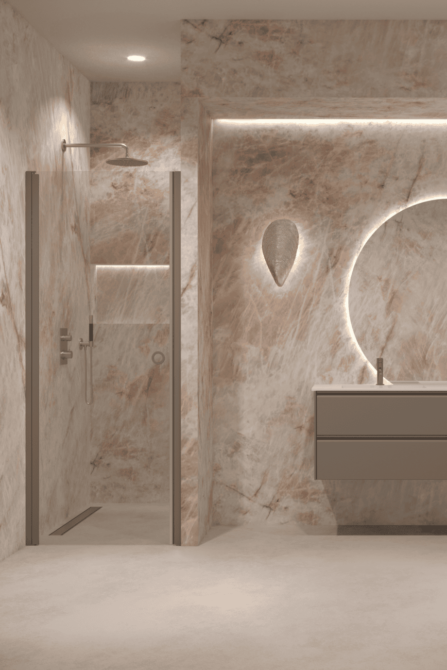 Hinged shower door with wall magnet Hietakari Forma 382, Mocha frame, clear glass Hinged shower door with wall magnet Hietakari Forma 382 ā 8