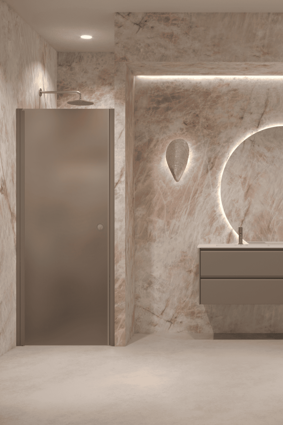 Hinged shower door with wall magnet Hietakari Forma 382, Mocha frame, brown satin glass Hinged shower door with wall magnet Hietakari Forma 382, Mocha frame, brown satin glass
