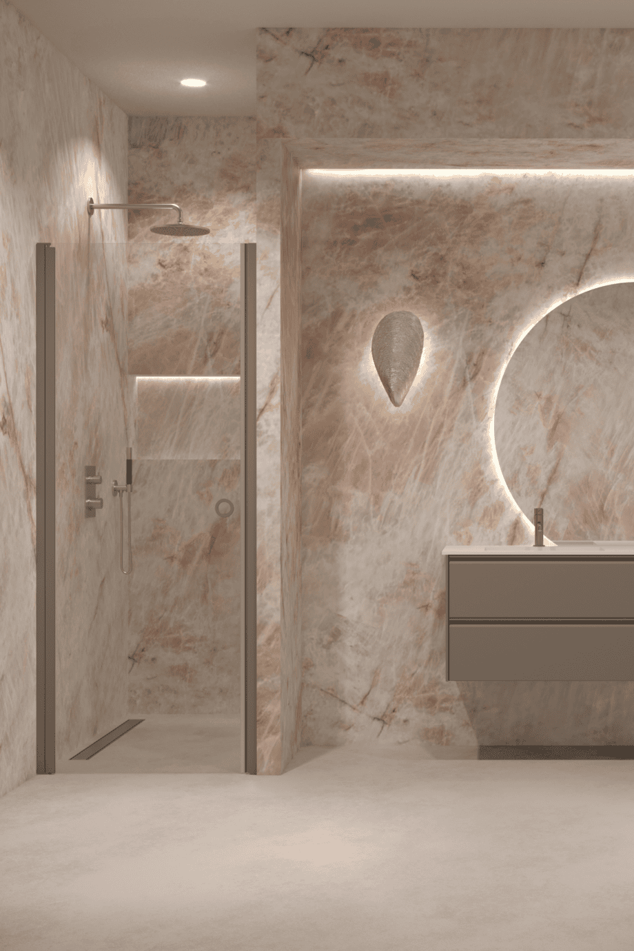 Hinged shower door with wall magnet Hietakari Forma 382, Mocha frame, super bright glass Hinged shower door with wall magnet Hietakari Forma 382, Mocha frame, super bright glass