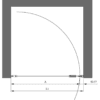 Hinged shower door with wall magnet Hietakari Forma 382 ā dimension drawing Hinged shower door with wall magnet Hietakari Forma 382 ā 2