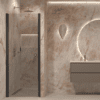Hinged shower door with wall magnet Hietakari Forma 382, black frame, grey tinted glass Hinged shower door with wall magnet Hietakari Forma 382, black frame, grey tinted glass