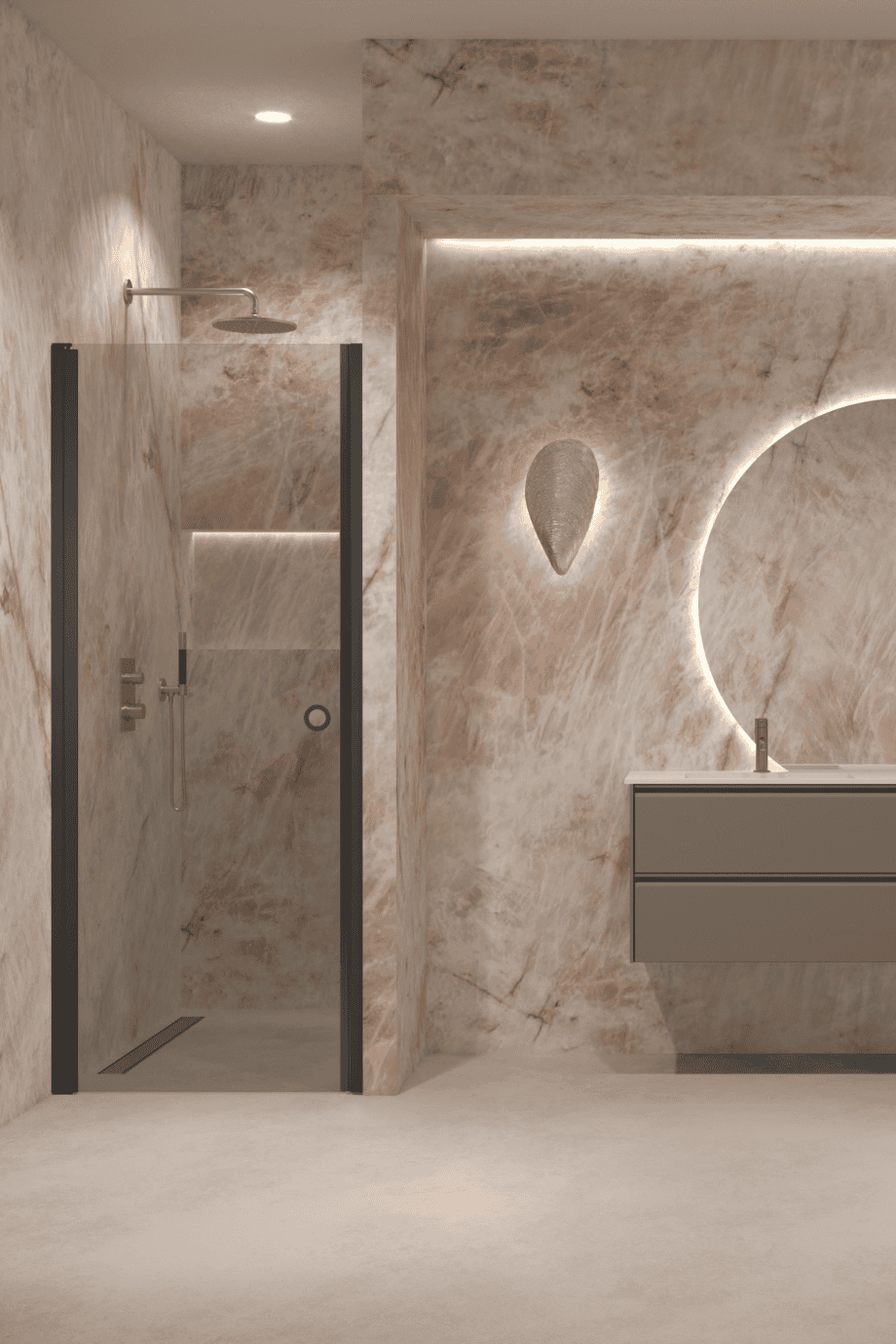 Hinged shower door with wall magnet Hietakari Forma 382, black frame, grey tinted glass Hinged shower door with wall magnet Hietakari Forma 382, black frame, grey tinted glass