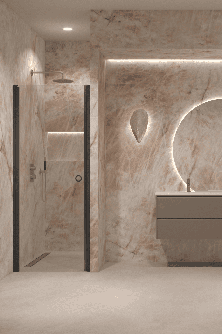 Hinged shower door with wall magnet Hietakari Forma 382, black frame, clear glass Hinged shower door with wall magnet Hietakari Forma 382 ā 6