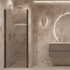 Hinged shower door with wall magnet Hietakari Forma 382, black frame, bronze tinted glass Hinged shower door with wall magnet Hietakari Forma 382, black frame, bronze tinted glass