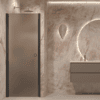 Hinged shower door with wall magnet Hietakari Forma 382, black frame, brown satin glass Hinged shower door with wall magnet Hietakari Forma 382, black frame, brown satin glass