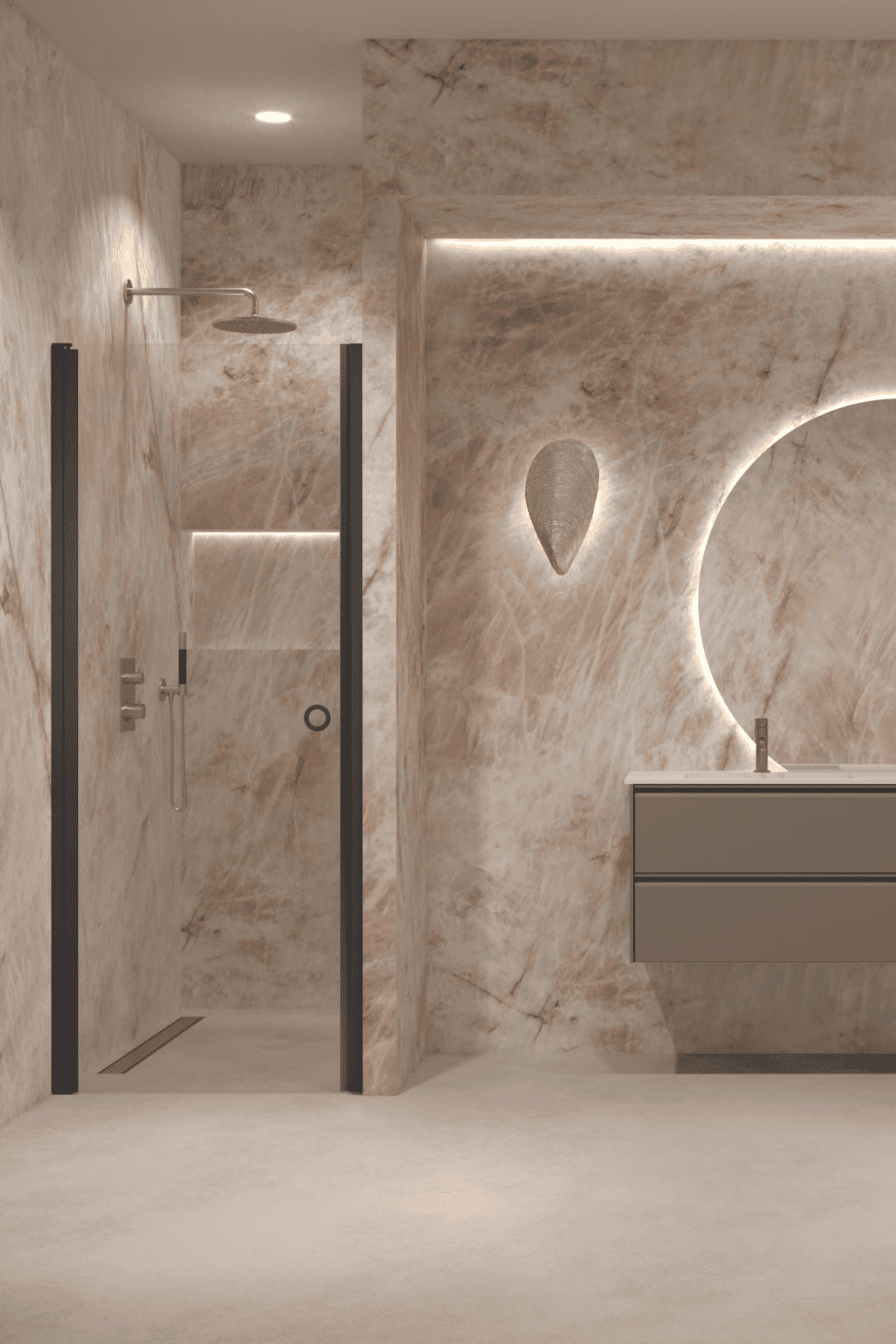 Hinged shower door with wall magnet Hietakari Forma 382, black frame, super bright glass Hinged shower door with wall magnet Hietakari Forma 382, black frame, super bright glass