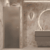 Hinged shower door with wall magnet Hietakari Forma 382, Sand frame, grey satin glass Hinged shower door with wall magnet Hietakari Forma 382, Sand frame, grey satin glass