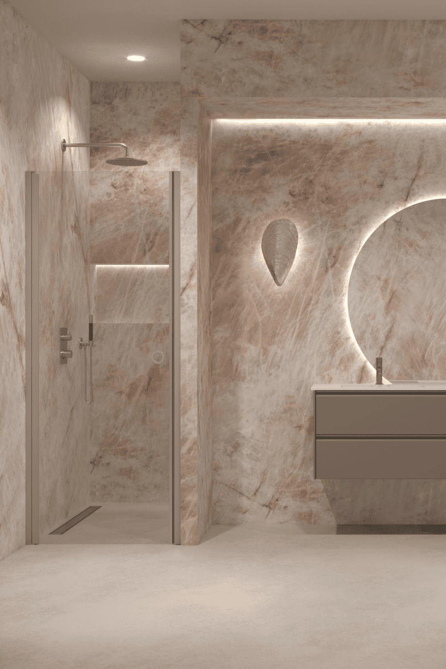 Hinged shower door with wall magnet Hietakari Forma 382, Sand frame, clear glass Hinged shower door with wall magnet Hietakari Forma 382 ā 7